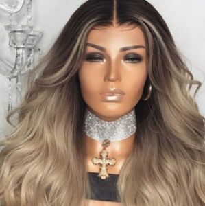 Gradual Change Gold Long Wig